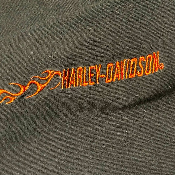VTG Harley-Davidson mock neck long sleeve/embroidered/shirt/flame/logo size M - Picture 5 of 8